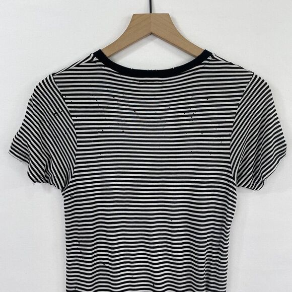 AG Adriano Goldschmied Top Womens XS Black Striped Comfy Casual Fitted Grunge - Picture 9 of 16